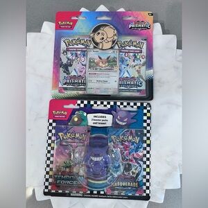 Pokemon Prismatic Evolutions Eevee Coin & Scarlet & Violet Eraser Packs Bundle
